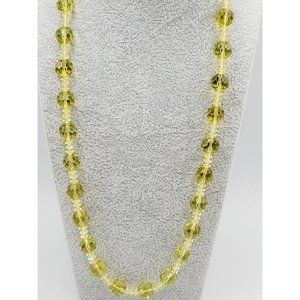 Art Deco Jonquil Yellow Faceted Crystal Necklace (A261)